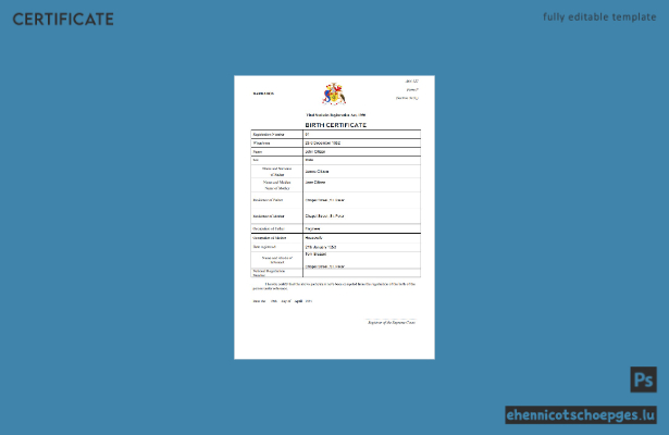 Beispiel einer Geburtsurkunde aus Barbados im Word- und PDF-Format